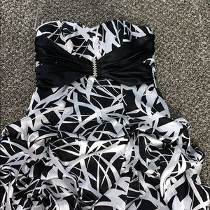 Black and white strapless dress